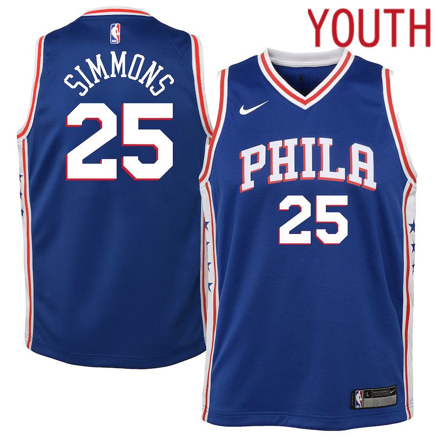 Youth Philadelphia 76ers #25 Ben Simmons Nike Royal Swingman NBA Jersey